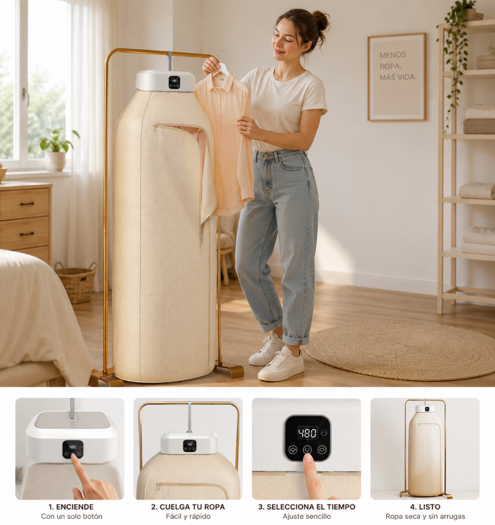Secadora de Ropa Eléctrica Plegable - Secado Suave sin Arrugas, Bajo Consumo