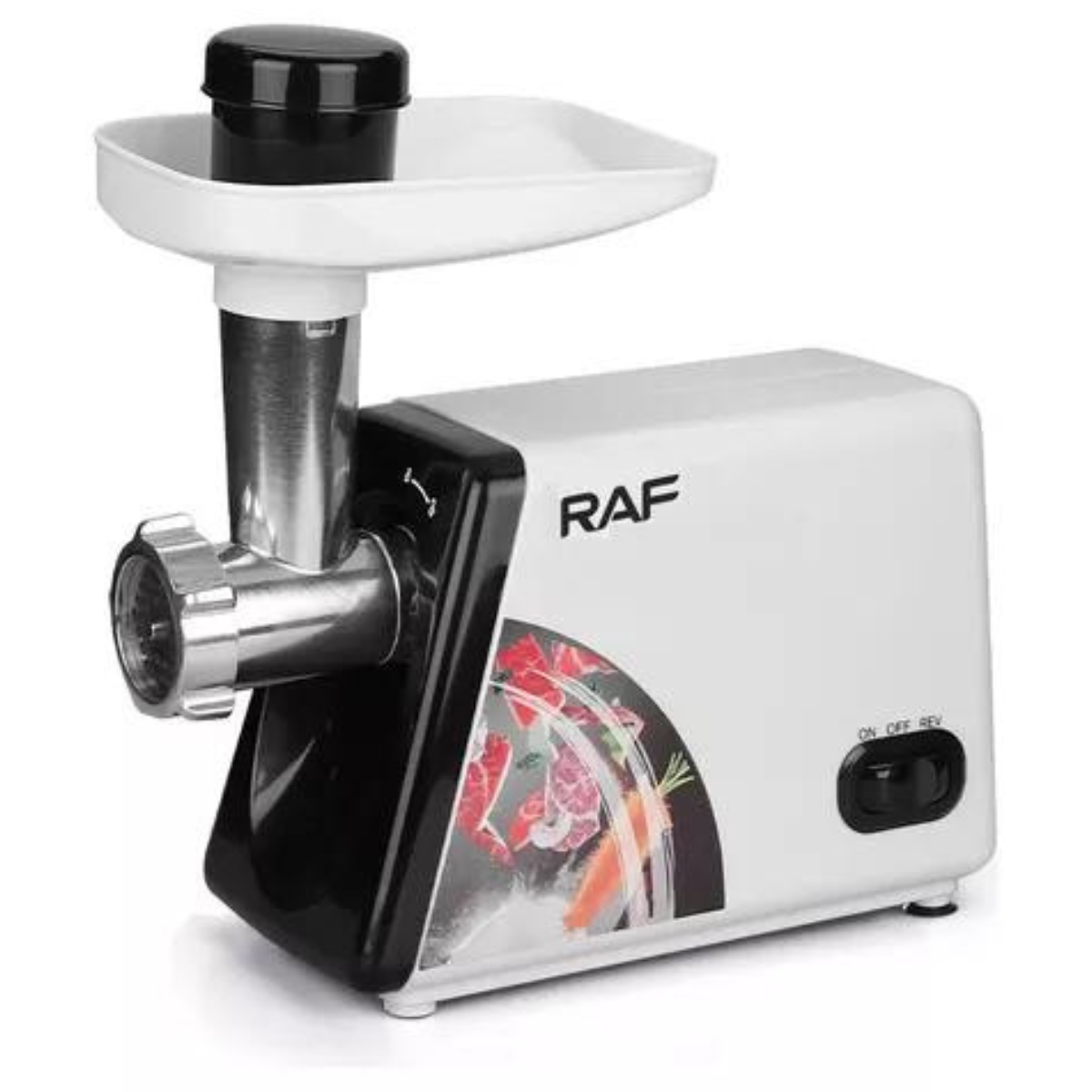 Moledora eléctrica RAF para carne con bandeja y cabezal metálico